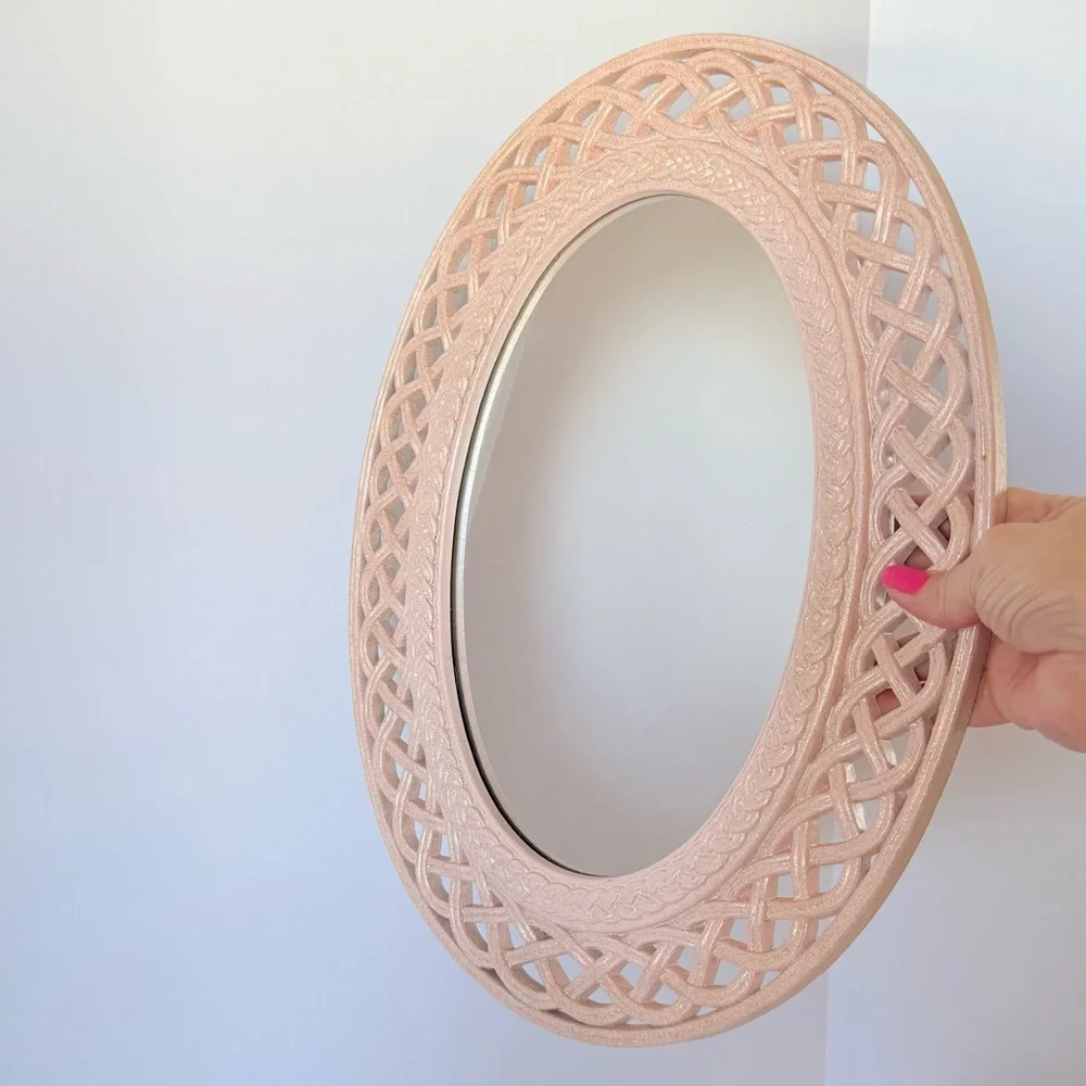 Vintage 1978 Homco Faux Wicker or Rattan Pink Mirror, Dart Industries USA